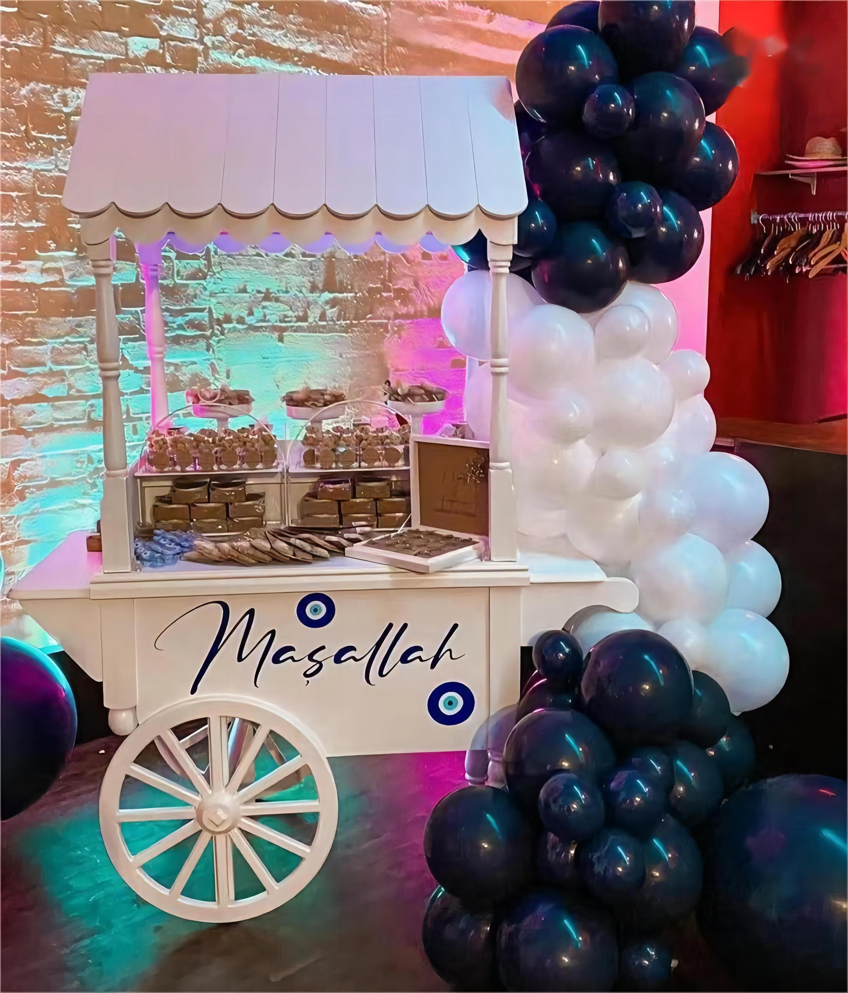 Dessert cart party decorations kids princess cotton candy trolly cart display design white wedding wooden candy cart for sale