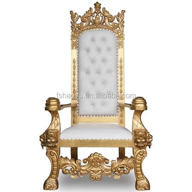 red velvet fabric classic high back hotel wedding event throne chair lion king party throne arm chairs