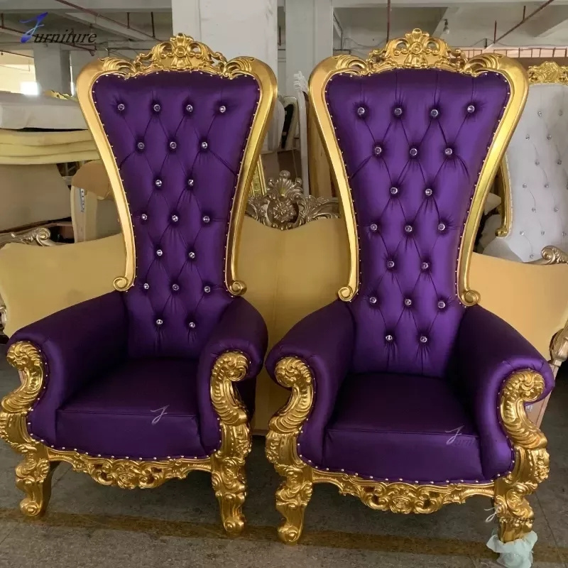 Wholesale wed event dining luxury high back king queen royal velvet thrown chair wedding adult princess red santa throne chair