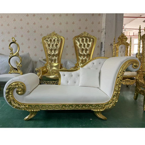 Outdoor indoor gold upholstered classic chaise lounge loveseat comfortable royal throne sofa recliners leather queen throne sofa