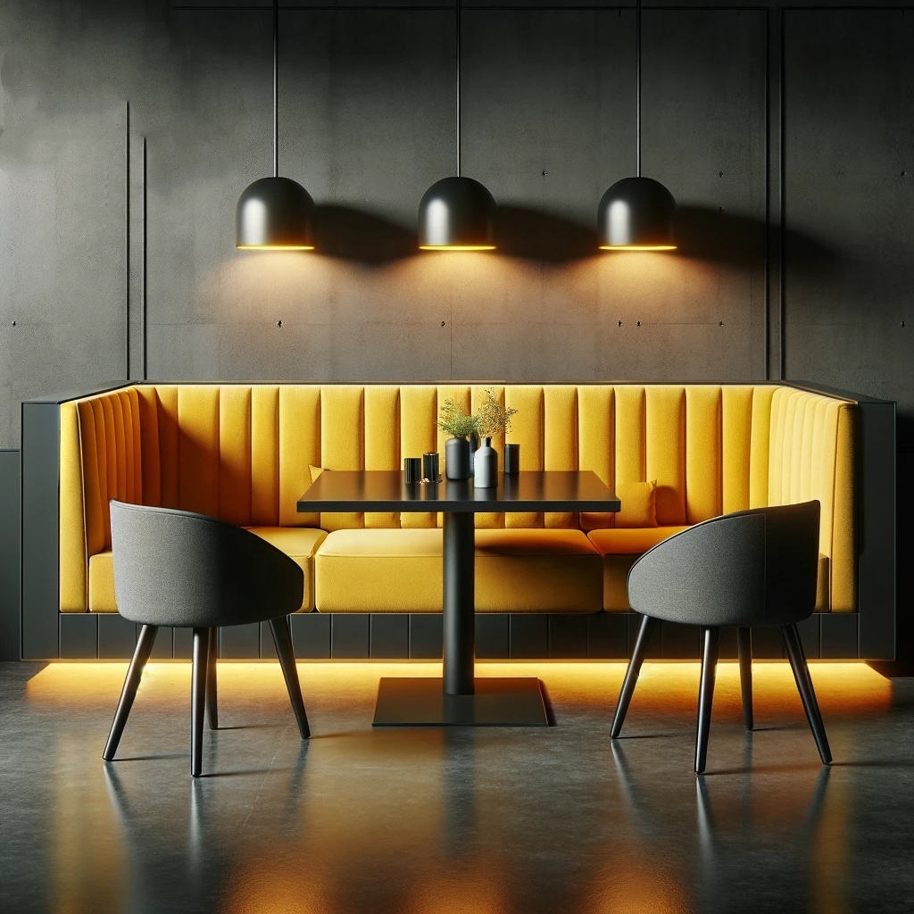 Light luxury high back fast food hospitality furniture circle restaurant bar sofa yellow restaurant booth sofa seating sets