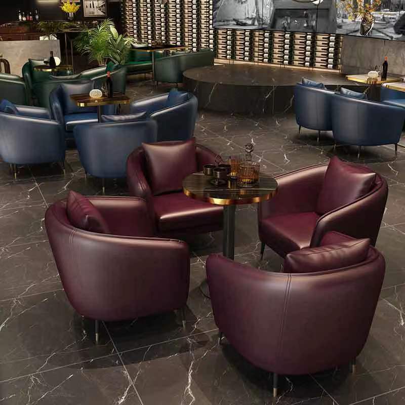 Best Leather  Double Sofa Coffee Shop Western Restaurant Night Club Seat Bar Booth Seating Bar Chair And Table Set