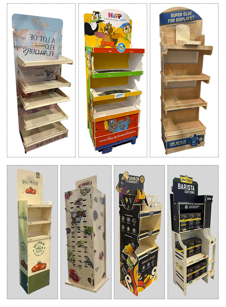 Wholesale Customized Wood Display Stand Wood with Shelves Easy to Assembly Doll Display Stand