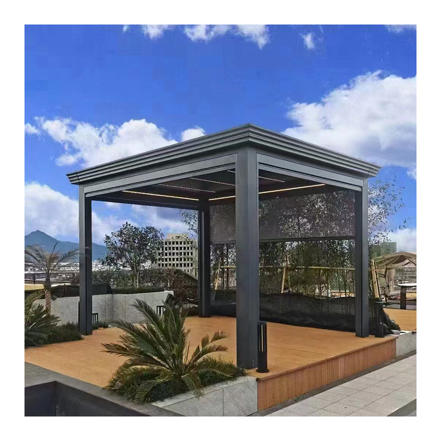 Lanyu powered retractable vinyl carport pergola aluminum