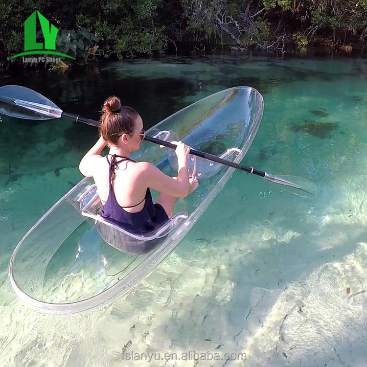 clear glass bottom canoe plastic double kayak