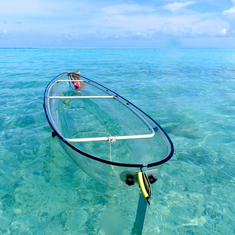 high quality plastic boats transparent kayak for 2 person/ clear canoe