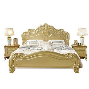 European double king queen bed 1.8m master bedroom multi color solid wood princess weeding high box storage bed French