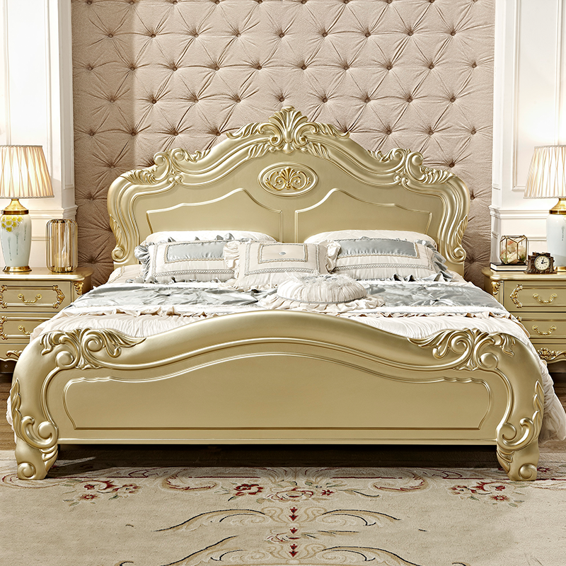 European double king queen bed 1.8m master bedroom multi color solid wood princess weeding high box storage bed French