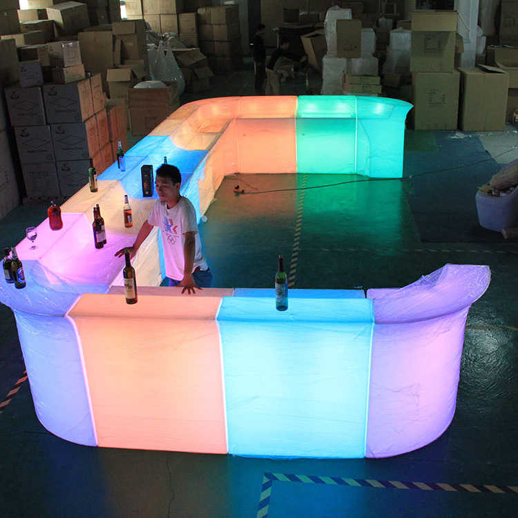 Led Illuminated Bar Counter Commercial Plastic Portable Modern Furniture