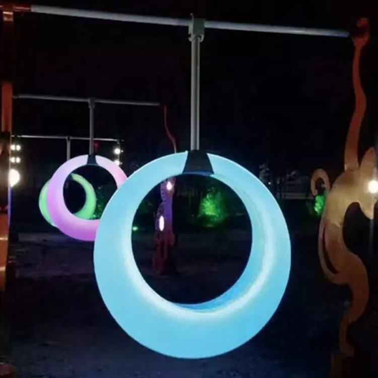 Outdoor Entertainment colorful Square Landscape Props Light Up Led Glowing Swing