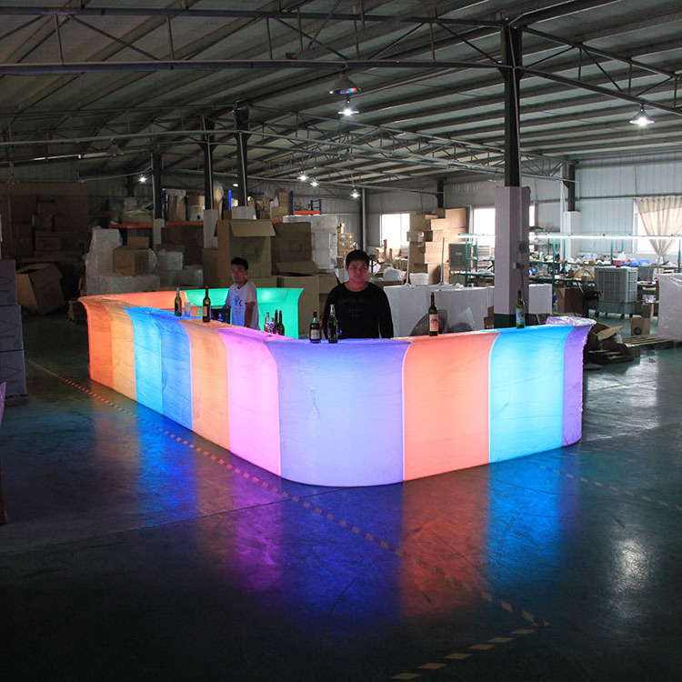 Led Illuminated Bar Counter Commercial Plastic Portable Modern Furniture