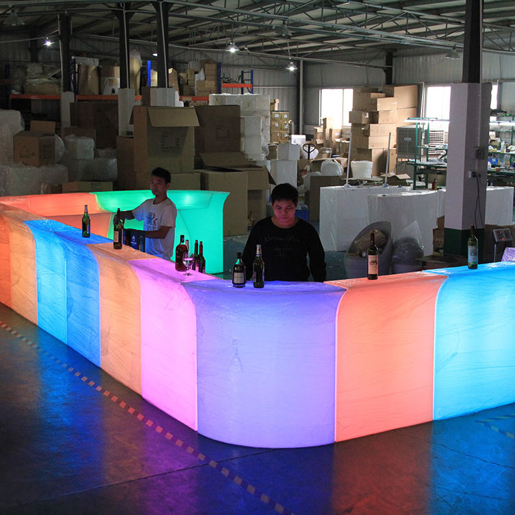 Led Illuminated Bar Counter Commercial Plastic Portable Modern Furniture