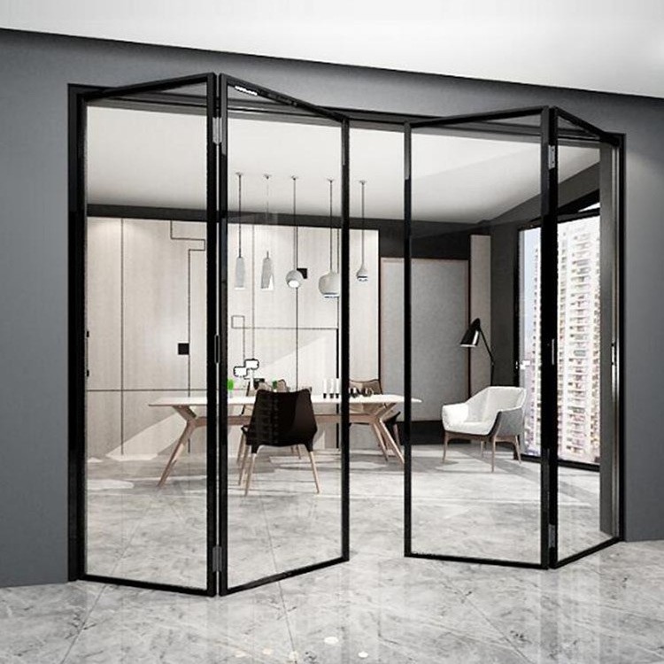 Popular Aluminum folding door glass partition kitchen full range of activities transparent waterproof balcony folding door