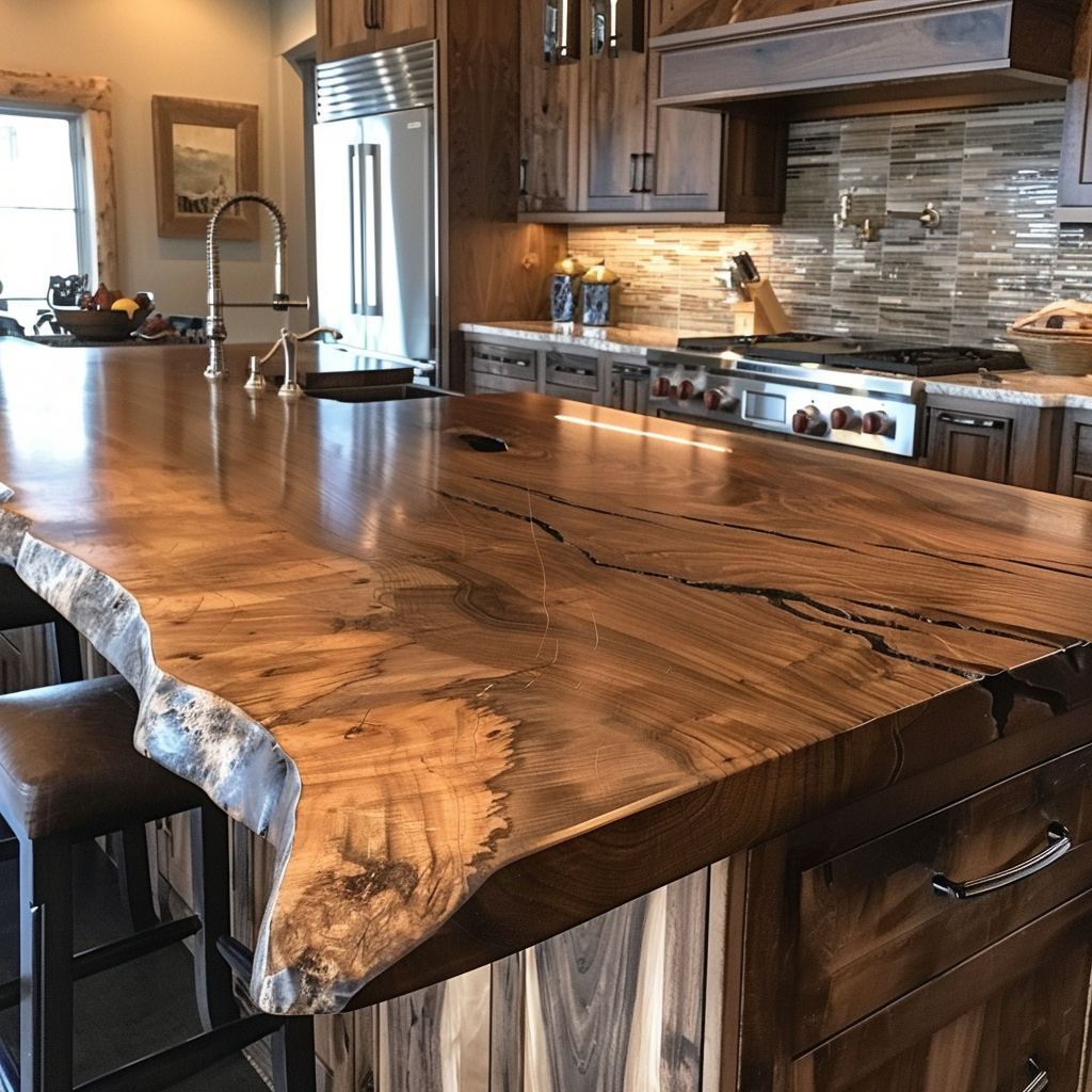 Solid Surface Modern Design Kitchen Island Vanity Tops Custom Made Live Edge Solid Wood Countertops Dining Bathroom Contemporary