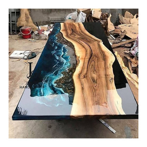 Factory Wholesale Live Edge Epoxy Resin Dining Tables Solid Walnut Wood Slab Table Tops In stock 2.5*2.5 Feet Dining Room Sets f