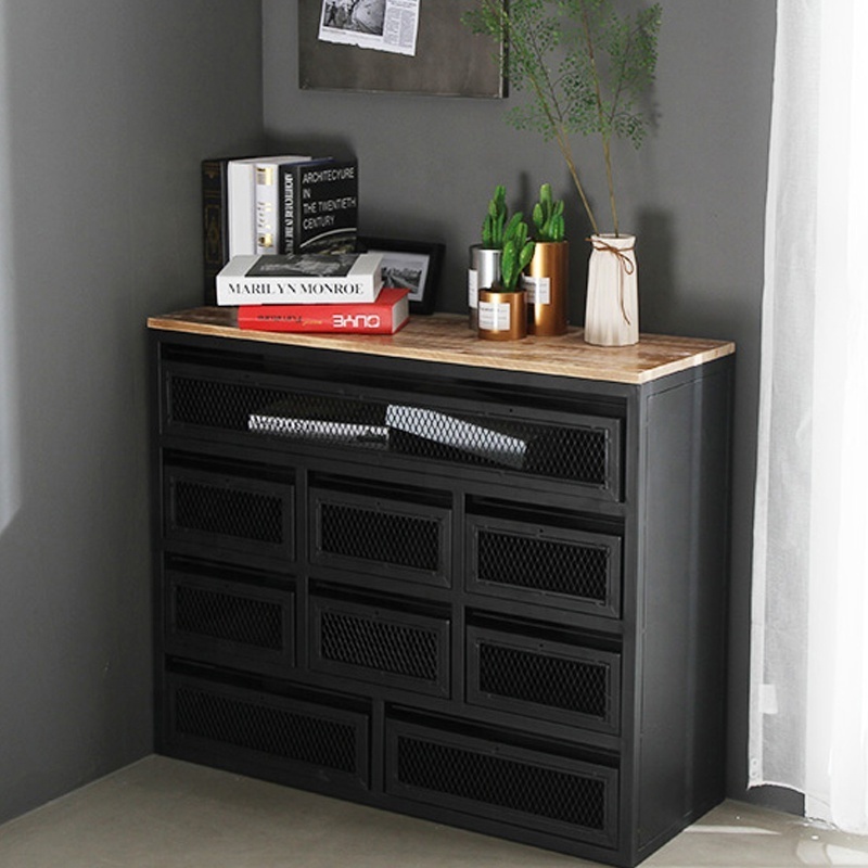 shipping container furniture black metal cabinet living room cabinet with door and drawers