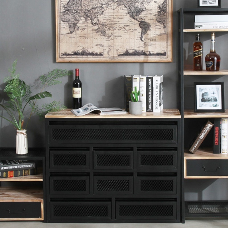 shipping container furniture black metal cabinet living room cabinet with door and drawers