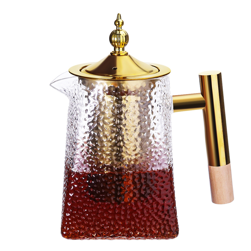 Heat Resistant Glass Teapot Microwave Stovetop Safe Fruit Teabloom Herb SUS304 Filter 1000ML Glass Teapot Glass Kettle Teapot