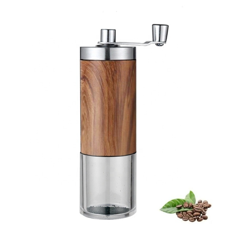 Portable Wood Grain Coffee Bean Grinder Stainless Steel Crank Manual Manual Handmade Coffee Grinder Mill Kitchen Tool Grinders