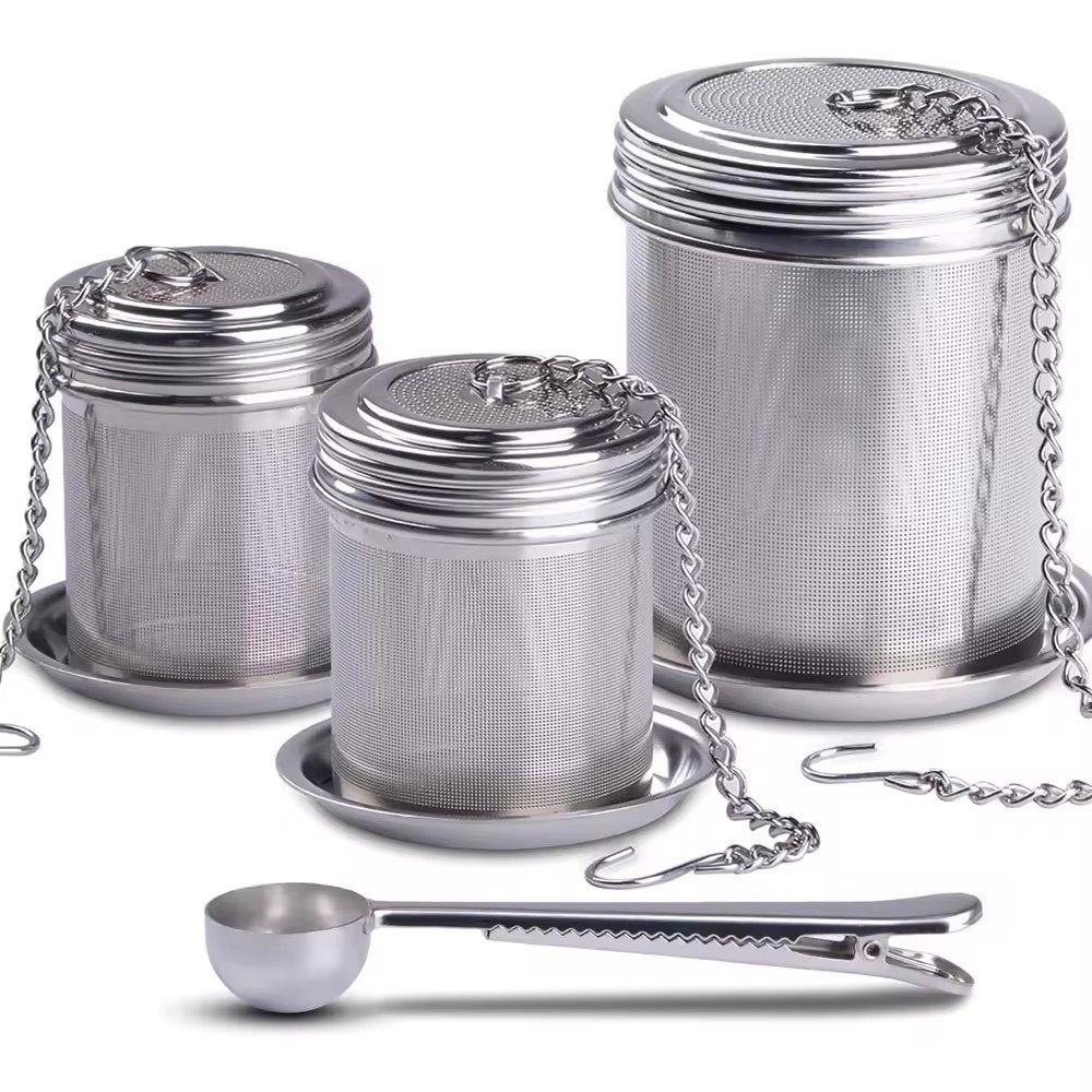 304 Stainless Steel Slim Threaded Lid Extra Fine Mesh Tea Infuser Tea Steeper Strainers for Loose Tea