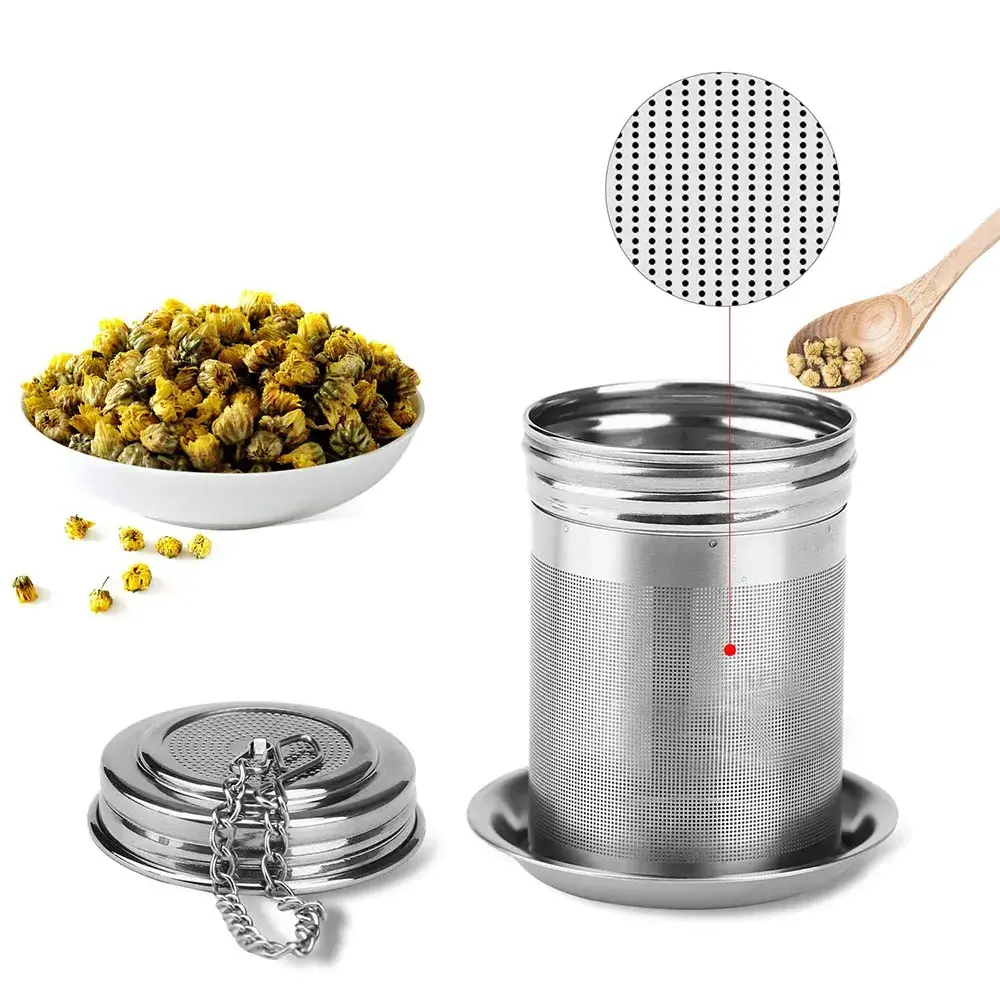 304 Stainless Steel Slim Threaded Lid Extra Fine Mesh Tea Infuser Tea Steeper Strainers for Loose Tea