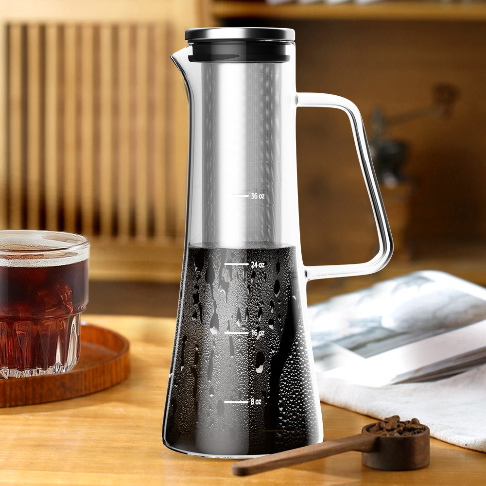 BPA-Free Glass 400ml Pour Over Coffee Maker  Coffee Dripper with Reusable Double-layer Stainless Steel Filter