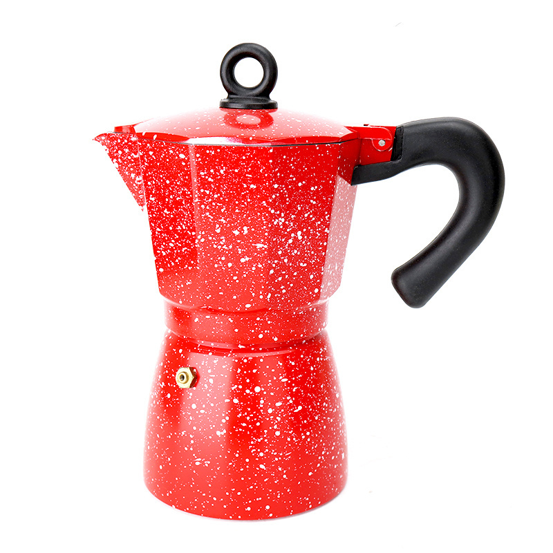 New Design Red Color Italiana Cafetera Mokapot Set High Quality Induction Espresso Stovetop Moka Pot Coffee Maker