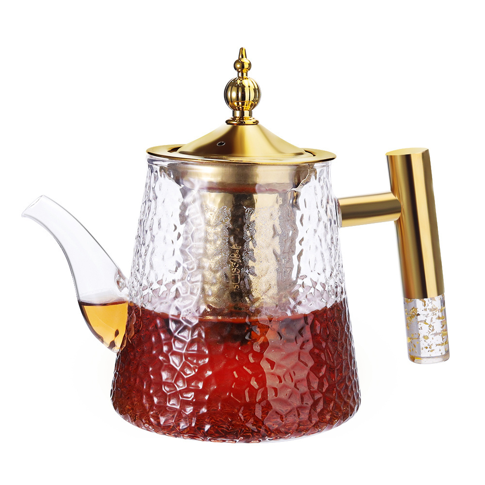 Heat Resistant Glass Teapot Microwave Stovetop Safe Fruit Teabloom Herb SUS304 Filter 1000ML Glass Teapot Glass Kettle Teapot