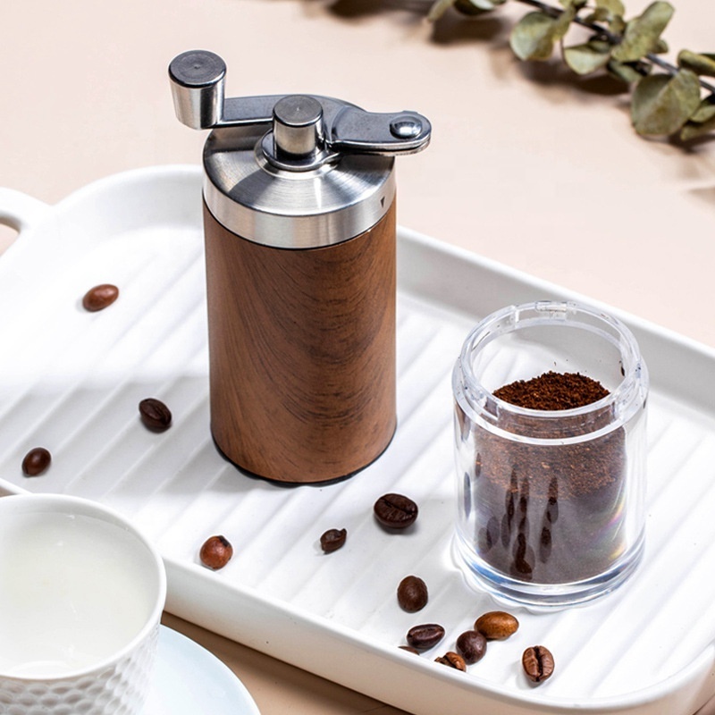 Portable Wood Grain Coffee Bean Grinder Stainless Steel Crank Manual Manual Handmade Coffee Grinder Mill Kitchen Tool Grinders