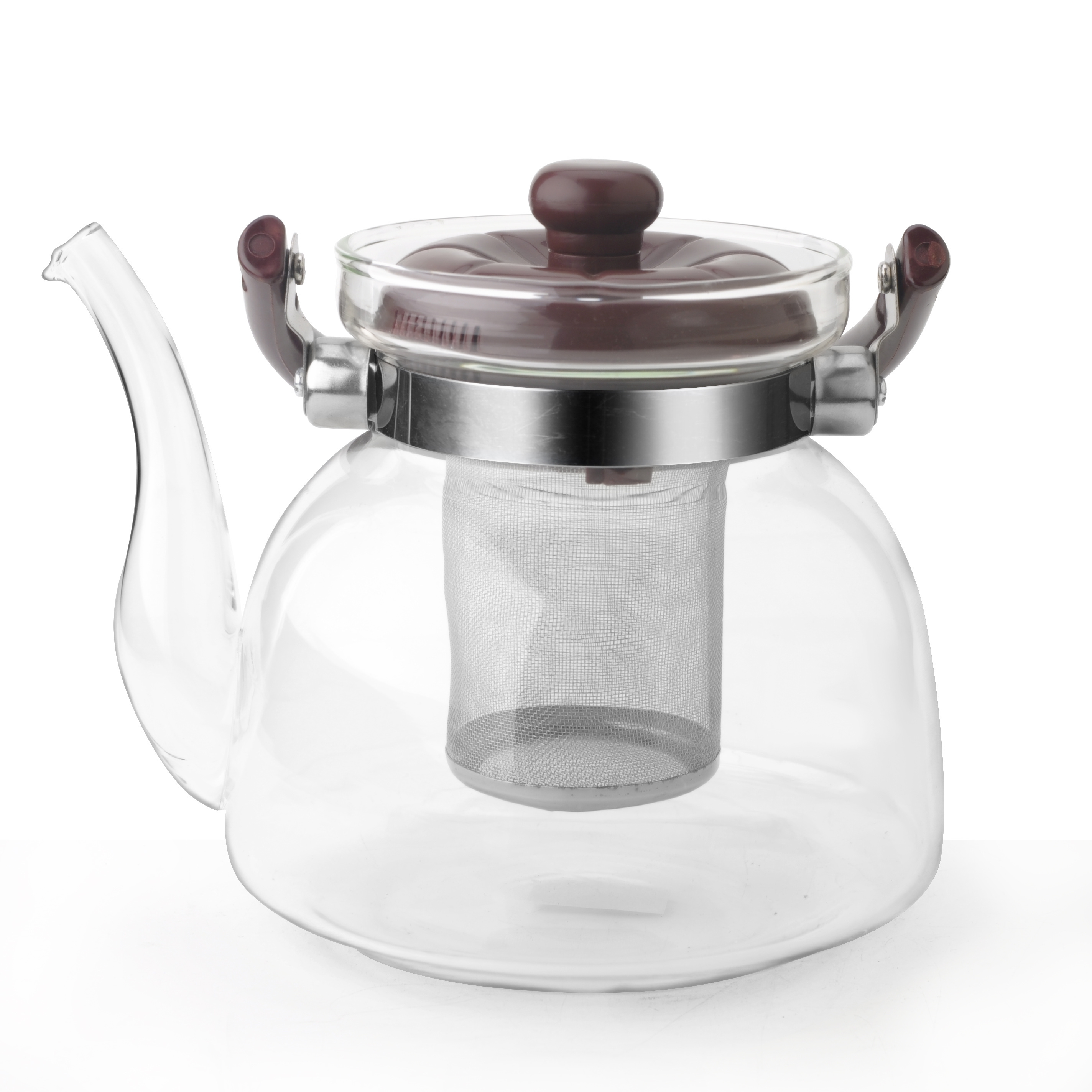 Classic Sample Free Heat Resistant Loop-handled Glass Teapot With Stainless Steel Infuser