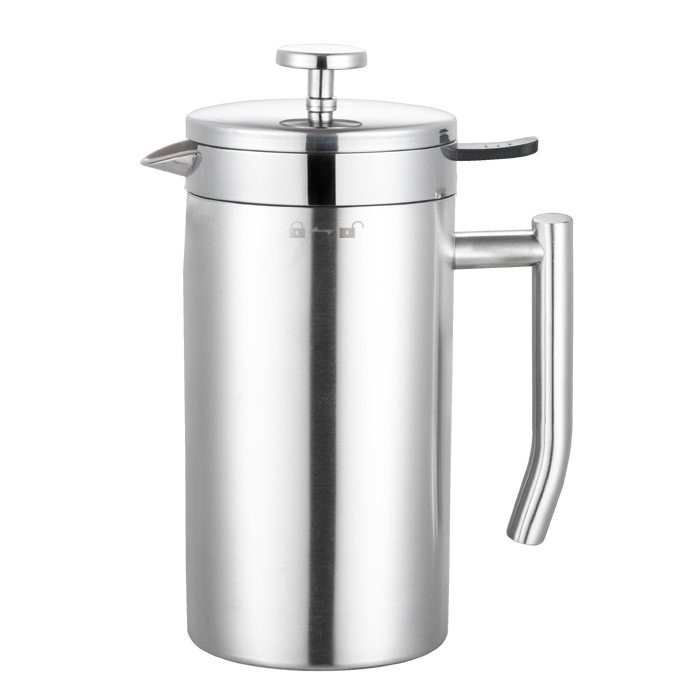 Cafetera Italiana 800Ml Double Wall Stainless Steel  French Press Coffee Percolator Maker Pot 1000Ml