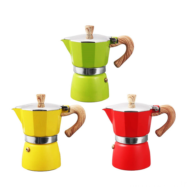 Factory Price Italian Style Black Colored Induction Stovetop Aluminum Portable Espresso Coffee Maker Moka Pot