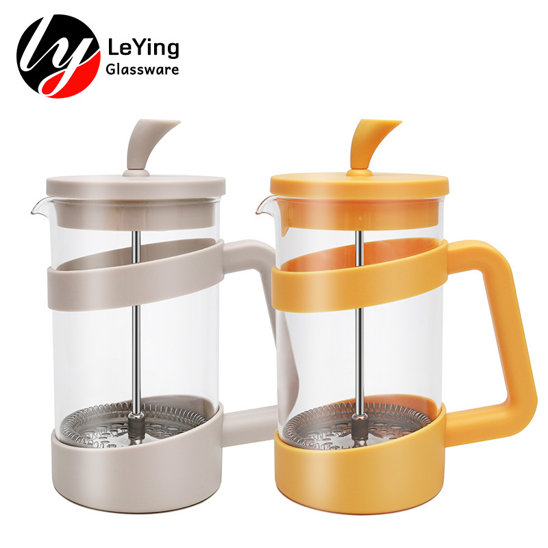 Hot Sale Light Color 600Ml Premium French Press Coffee Pot And Milk Frother Set Coffee Press Glass Carafe