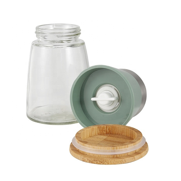 Manual wooden lid stainless steel industrial salt and pepper shakers