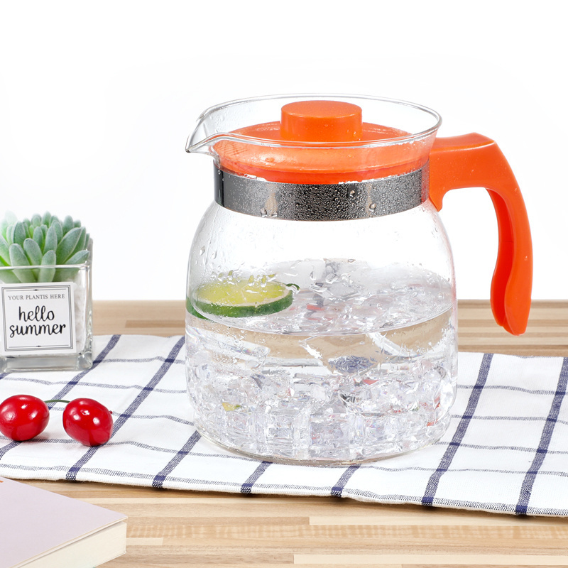 Factory Price Water Jug Hot Cold Fruit Carafe Tea Pitcher High Borosilicate Kettle Large Capacity 1500ML  Glass Teapot