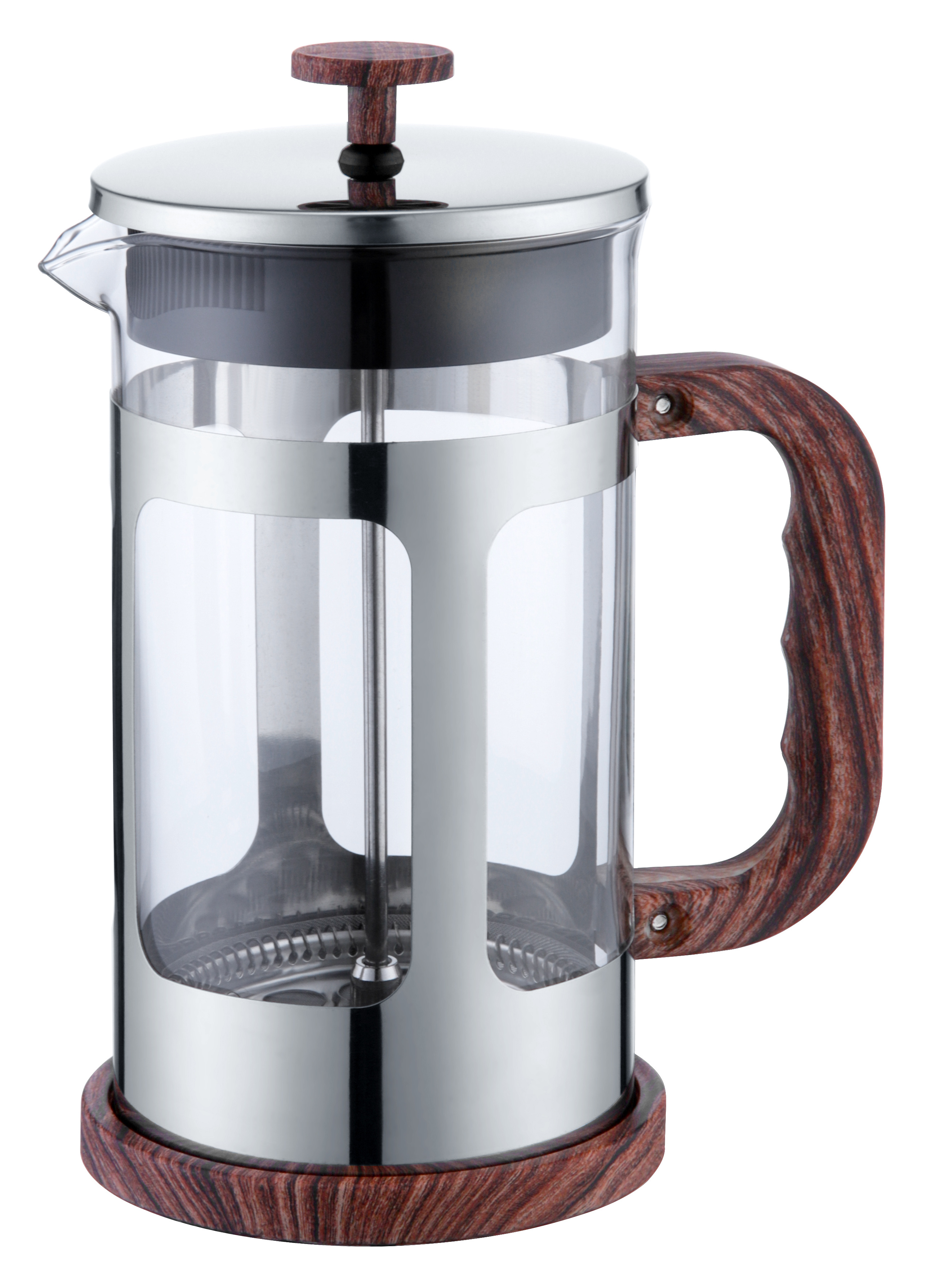 Luxury Large Capacity Sliver Isolated Coffee Pot Tea Maker Travel Black 34 Oz French Press Wooden Bamboo