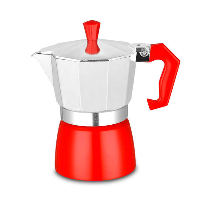 New Design Red Color Italiana Cafetera Mokapot Set High Quality Induction Espresso Stovetop Moka Pot Coffee Maker