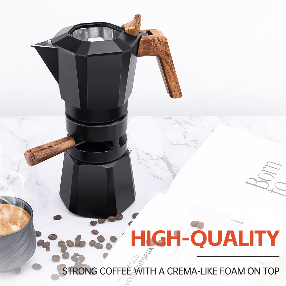 2 Cups 4Cup Double Value Aluminum Moka Pot Smart Espresso Coffee Maker With Anti-Over Extraction Design Mocha Pot Coffee Machine