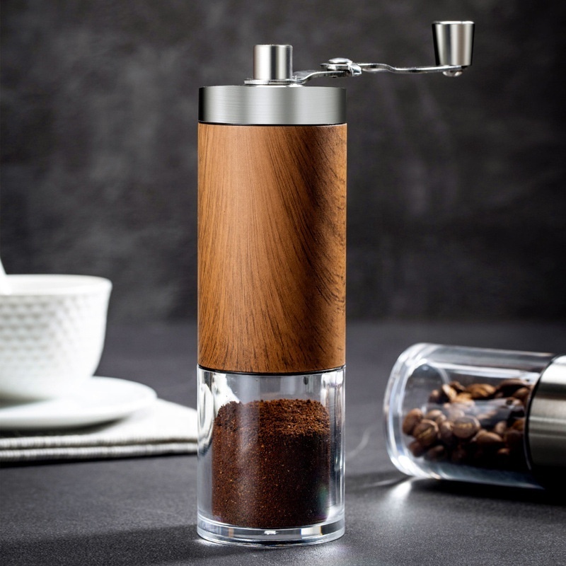 Portable Wood Grain Coffee Bean Grinder Stainless Steel Crank Manual Manual Handmade Coffee Grinder Mill Kitchen Tool Grinders