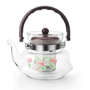 Classic Sample Free Heat Resistant Loop-handled Glass Teapot With Stainless Steel Infuser