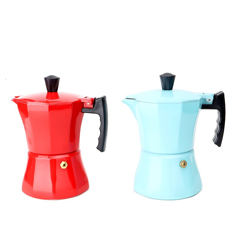 Stocked 3/6Cups Customized Pink Red New Innovative Durable Aluminum Metal Electric Moka Pot Coffee Maker Espresso Coffee Maker