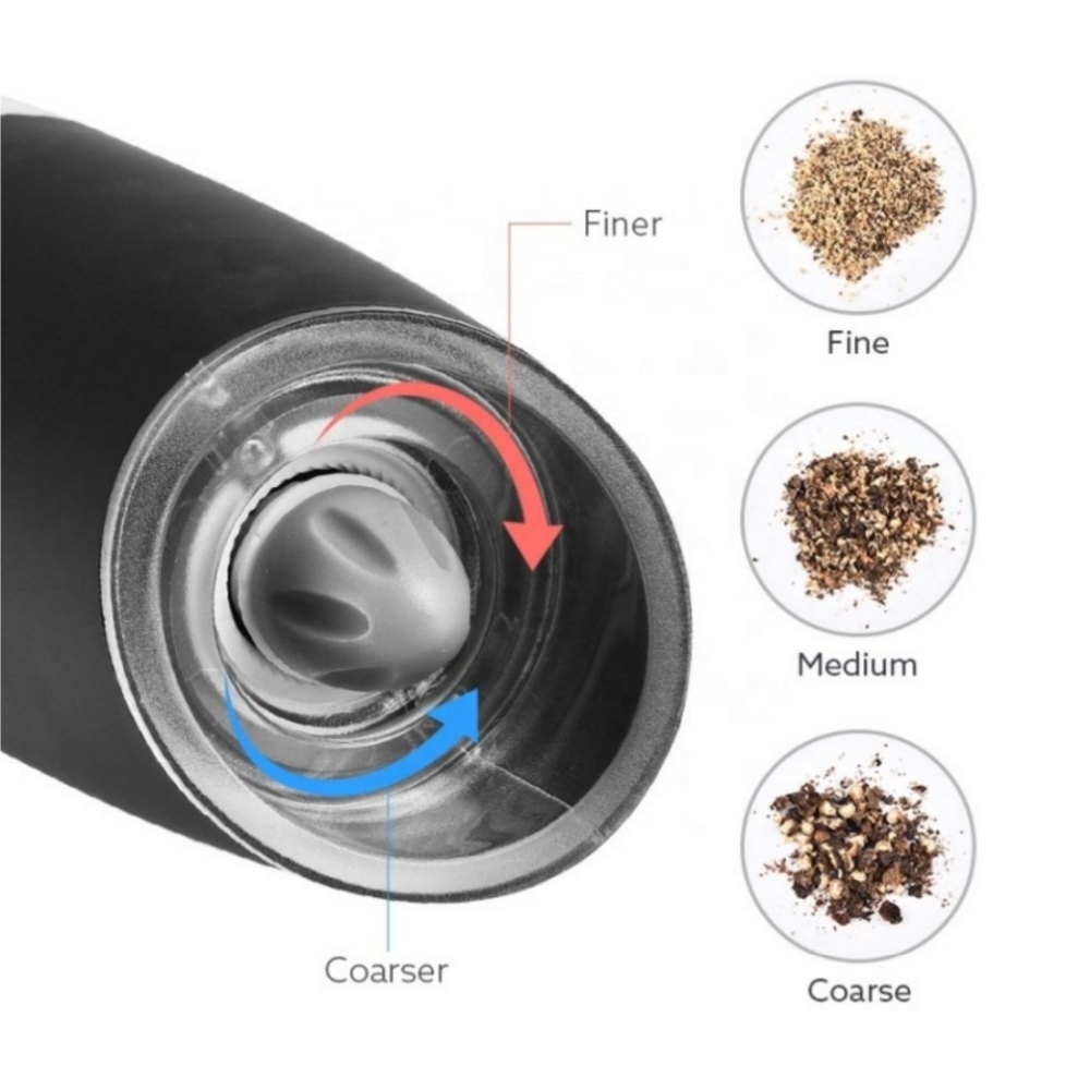 Automatic Kitchen Cooking Tools 2 In 1 Plastic Stainless Steel Automatic Electric Mill Salt Pepper Grinder Set