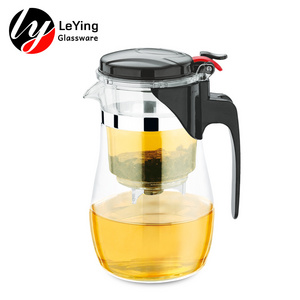 Household Handmade 750ML Mini Heat Resistant Strong Borosilicate Clear Glass Teapot with Strainer