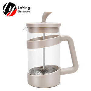 Hot Sale Light Color 600Ml Premium French Press Coffee Pot And Milk Frother Set Coffee Press Glass Carafe