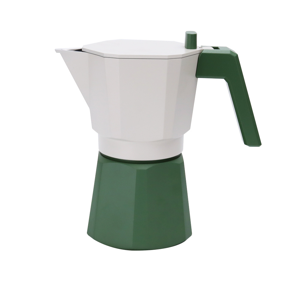 4Cups White And Green Color Aluminum Moka Pot Coffee Maker