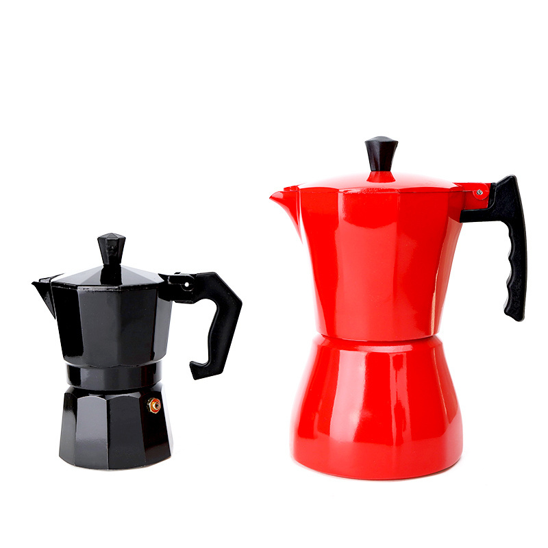 Stocked 3/6Cups Customized Pink Red New Innovative Durable Aluminum Metal Electric Moka Pot Coffee Maker Espresso Coffee Maker