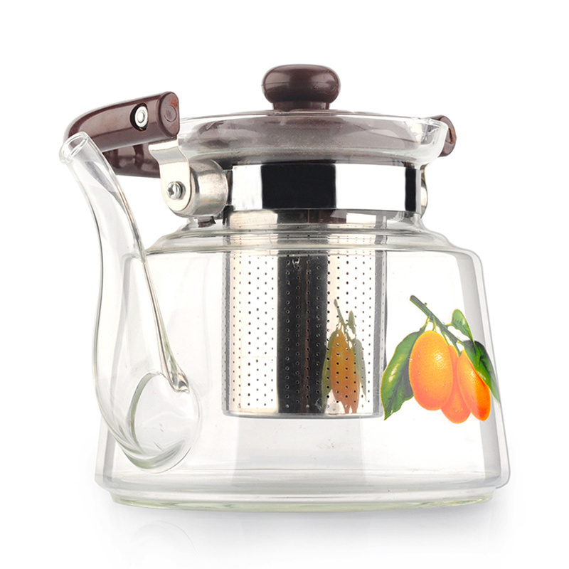 800ML Glass Teapot with Removable Infuser Stovetop Safe Tea Gooseneck Kettle Girder pot