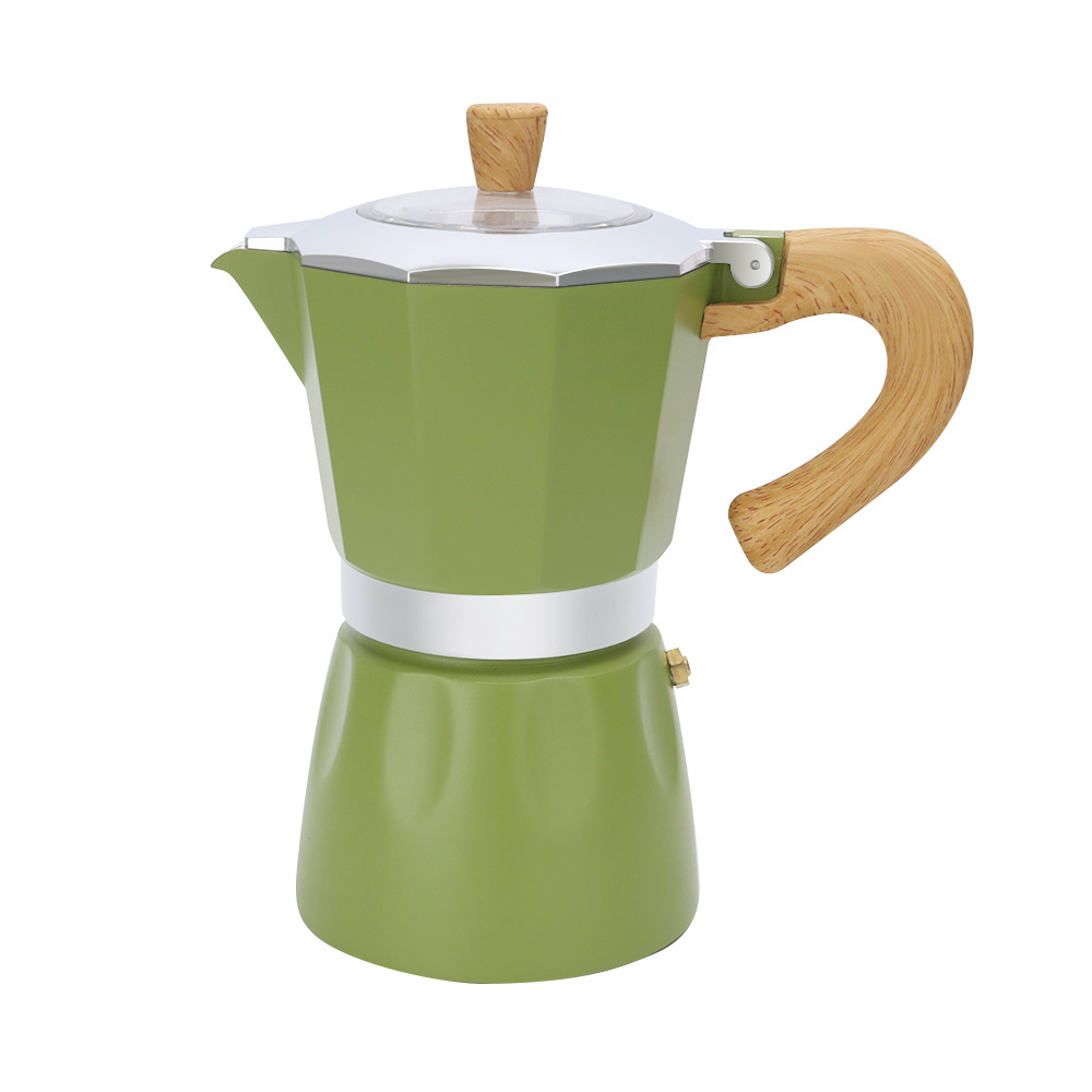 4Cups White And Green Color Aluminum Moka Pot Coffee Maker