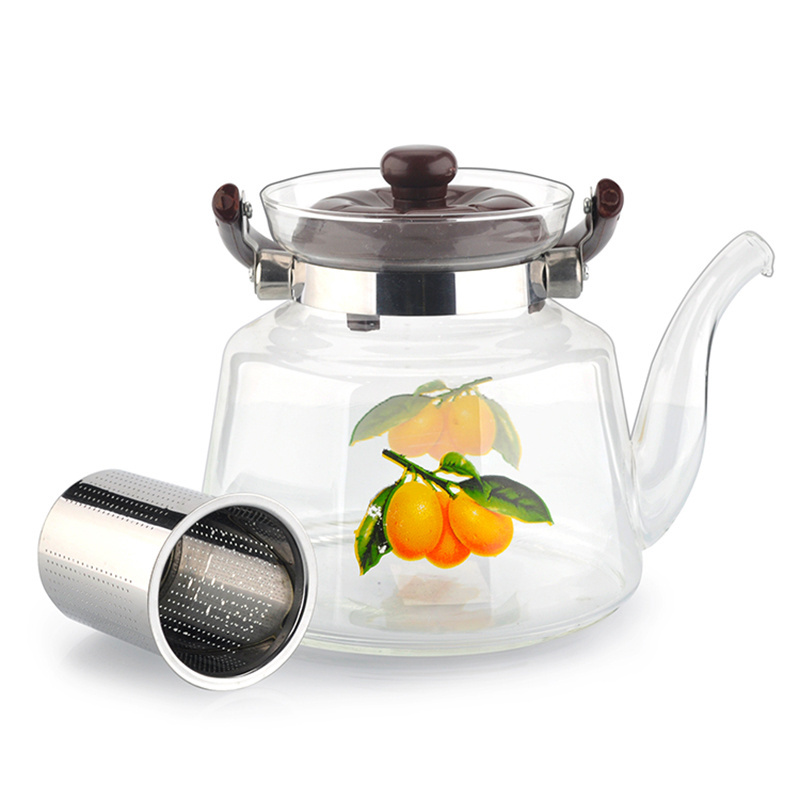 800ML Glass Teapot with Removable Infuser Stovetop Safe Tea Gooseneck Kettle Girder pot