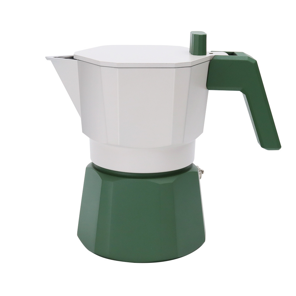 4Cups White And Green Color Aluminum Moka Pot Coffee Maker